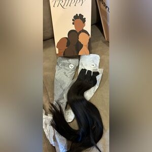 2 Trippy clip in human hair extensions raw Cambodian hair NWT